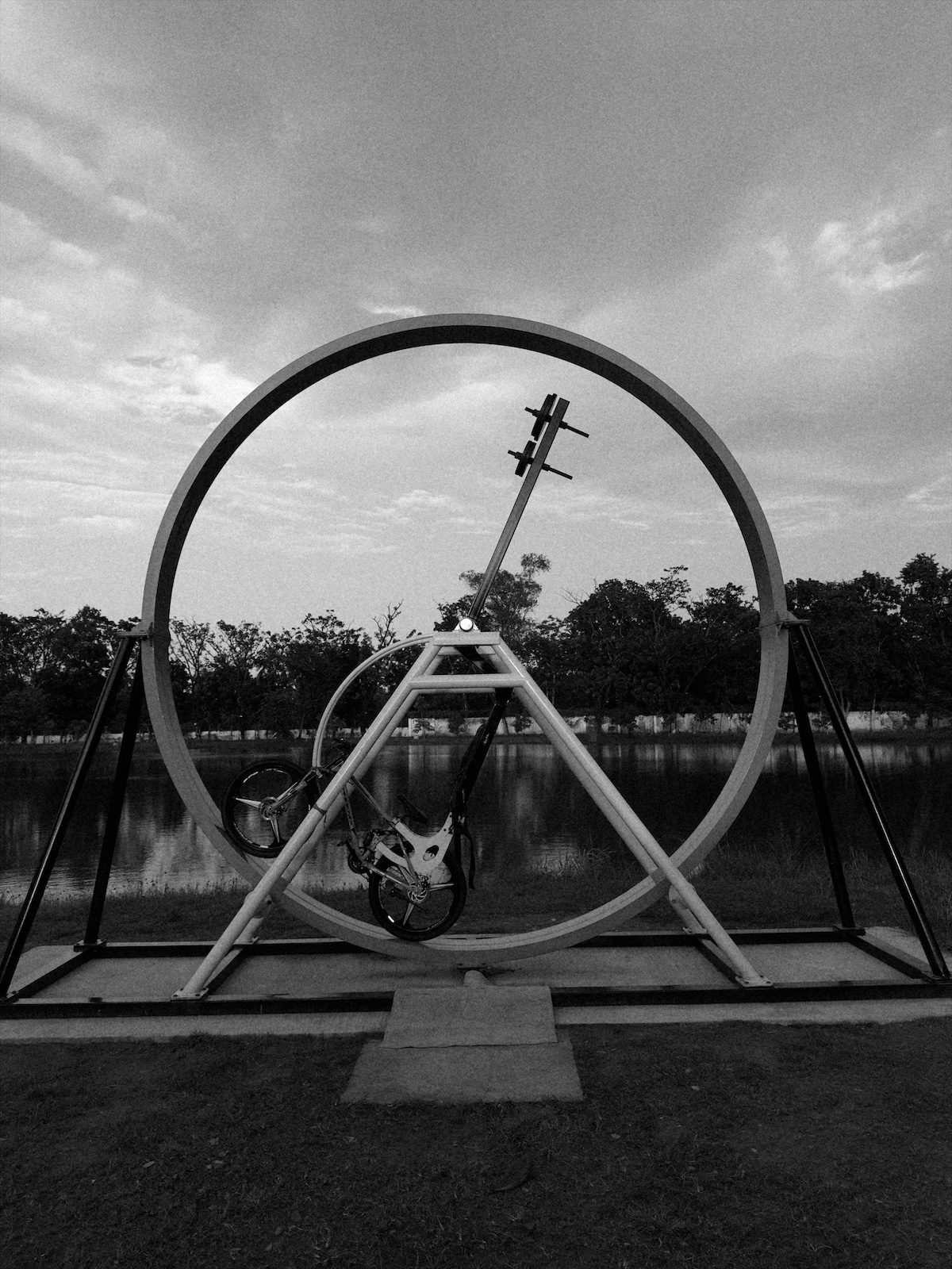 The same frame in black and white with a red filter