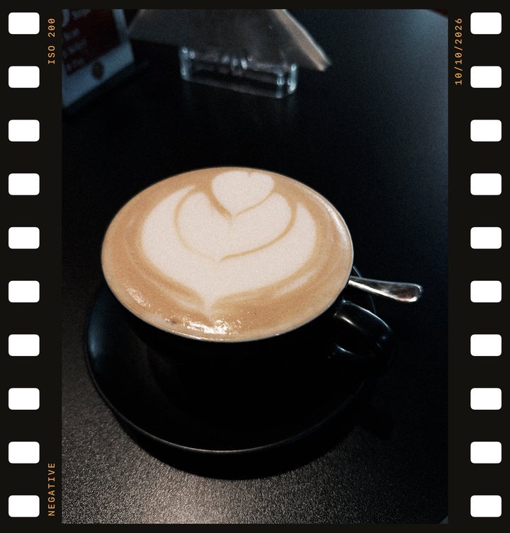 A coffee photo as a frame of 35 mm negative